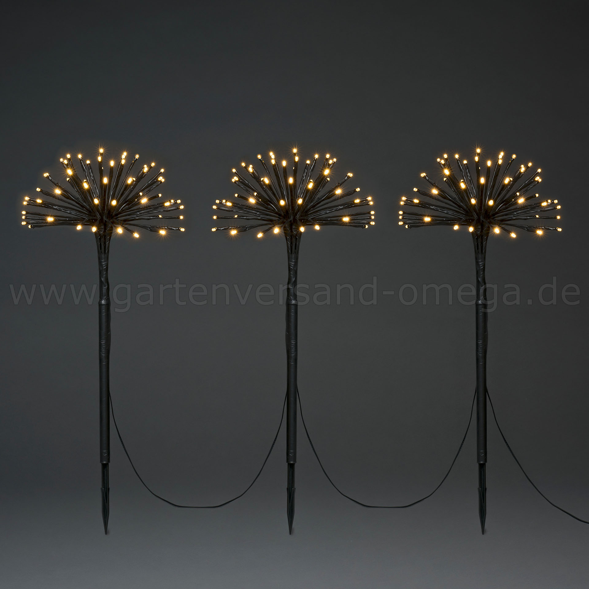 LED-Spießleuchte mit 3 Pusteblumen - Leuchtdekoration