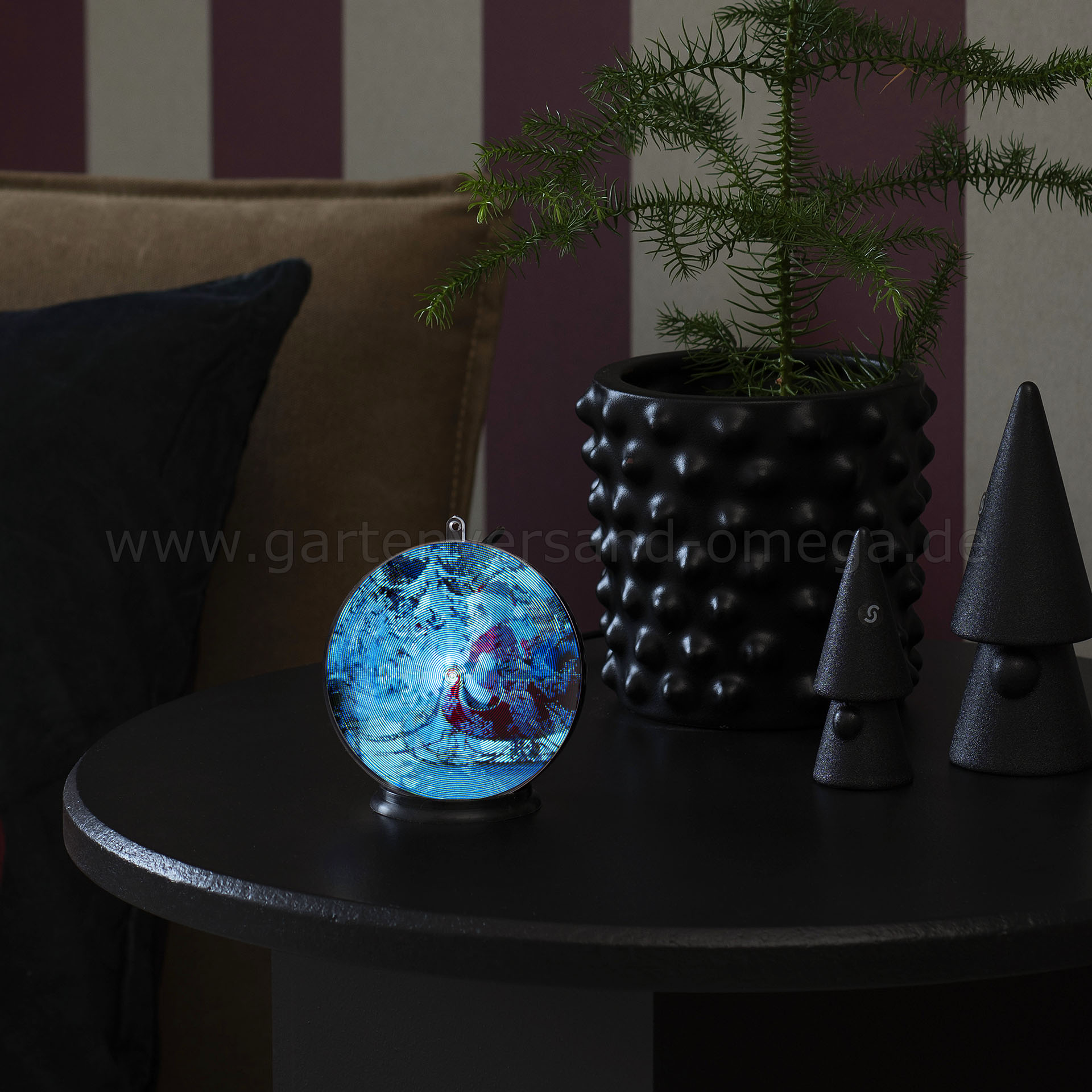 Anwendungsbeispiel 3D Hologrammkugel Winterlandschaft stehend