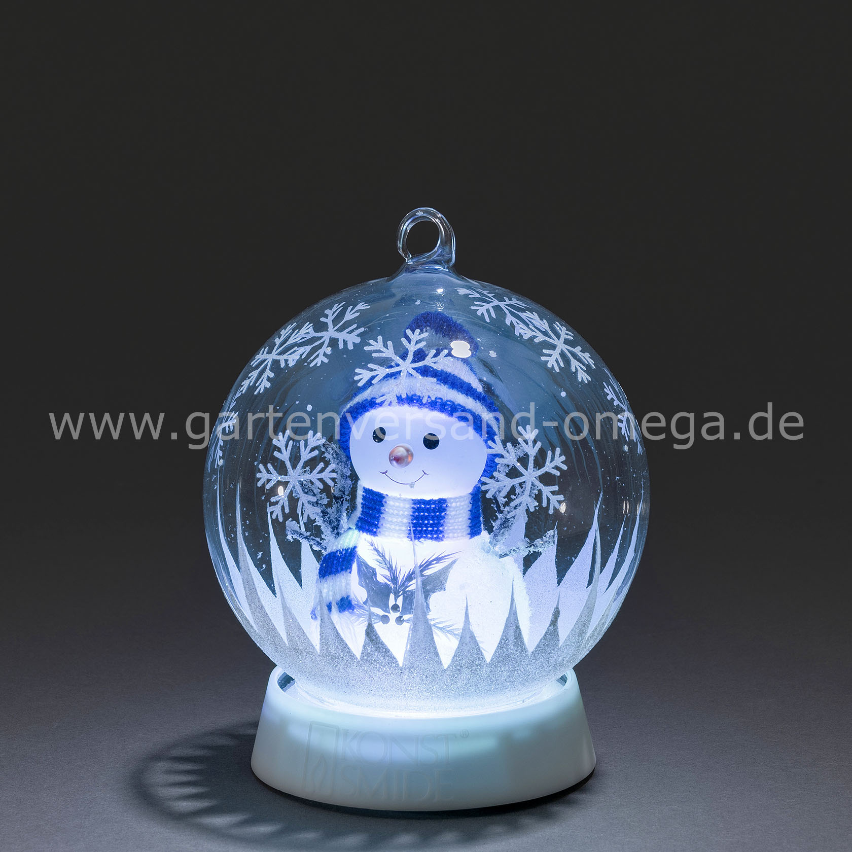 LED Dekoglaskugel Schneemann