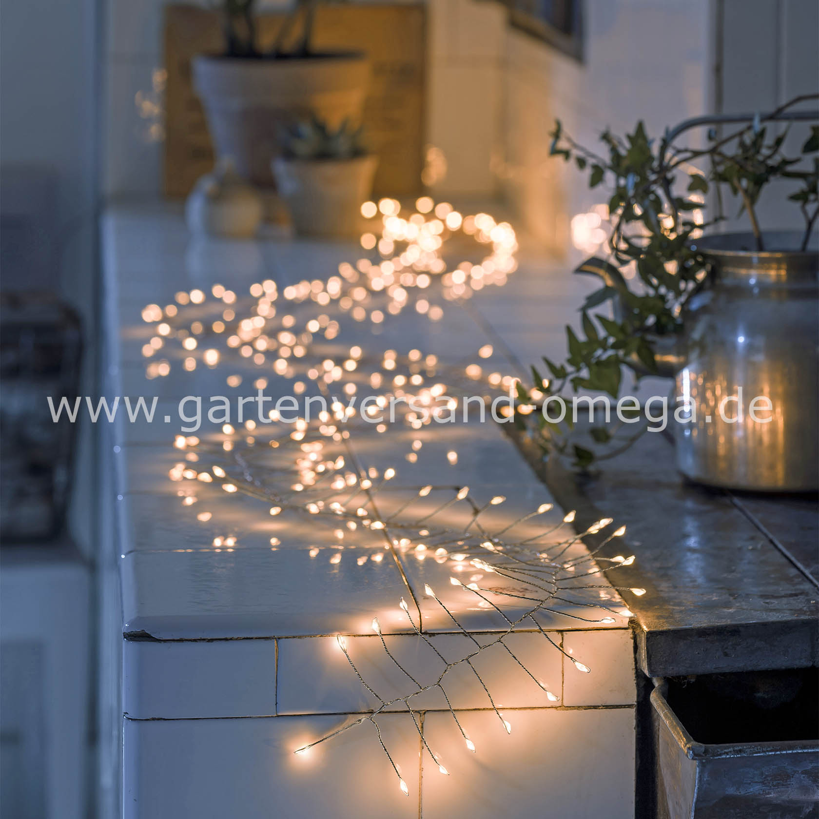 Anwendungsbeispel Micro LED-Lichterkette Firecracker Bernsteinfarben - Drahtfarbe Silber