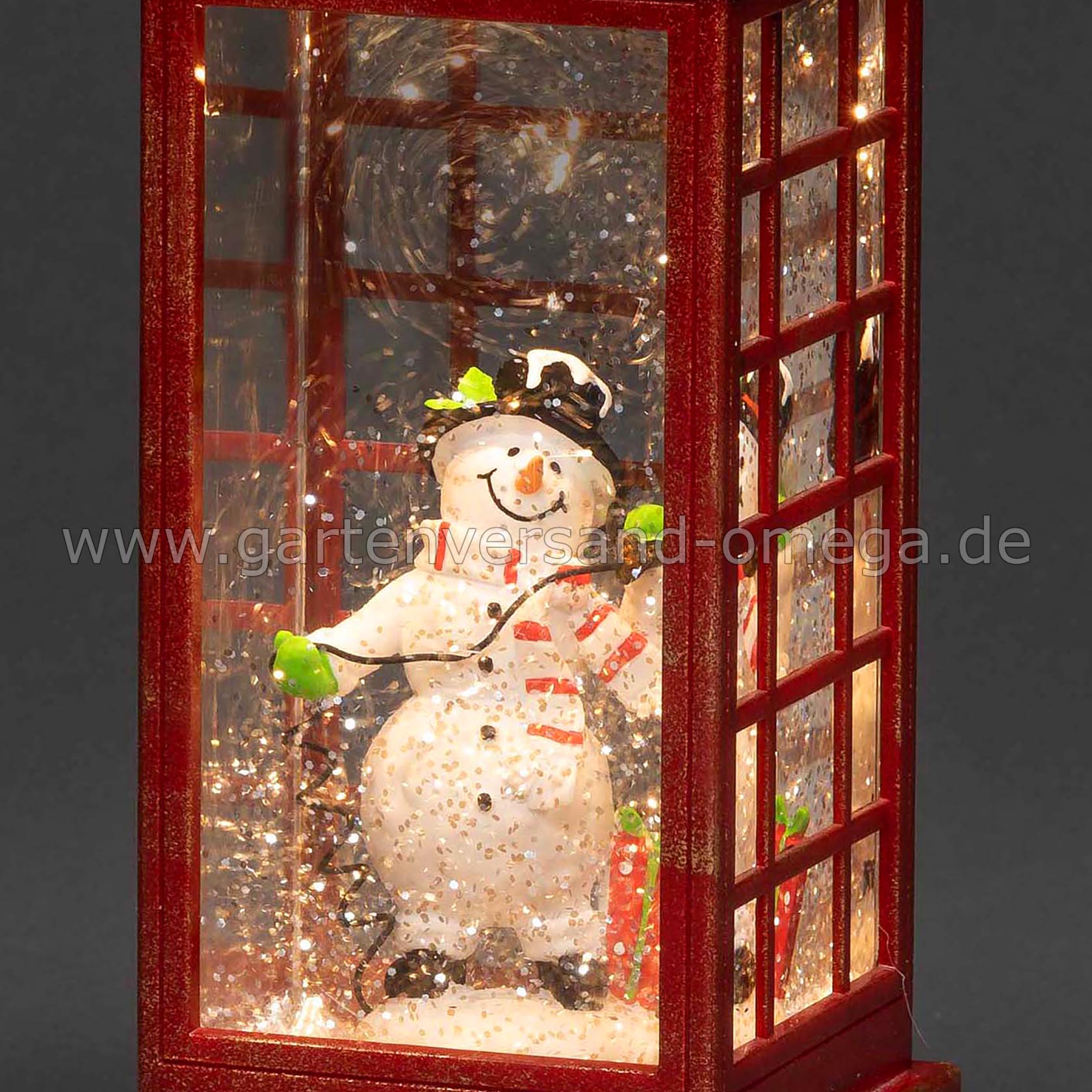 Motiv im Detail - LED-Weihnachtsdekoration Telefonzelle mit Schneemann