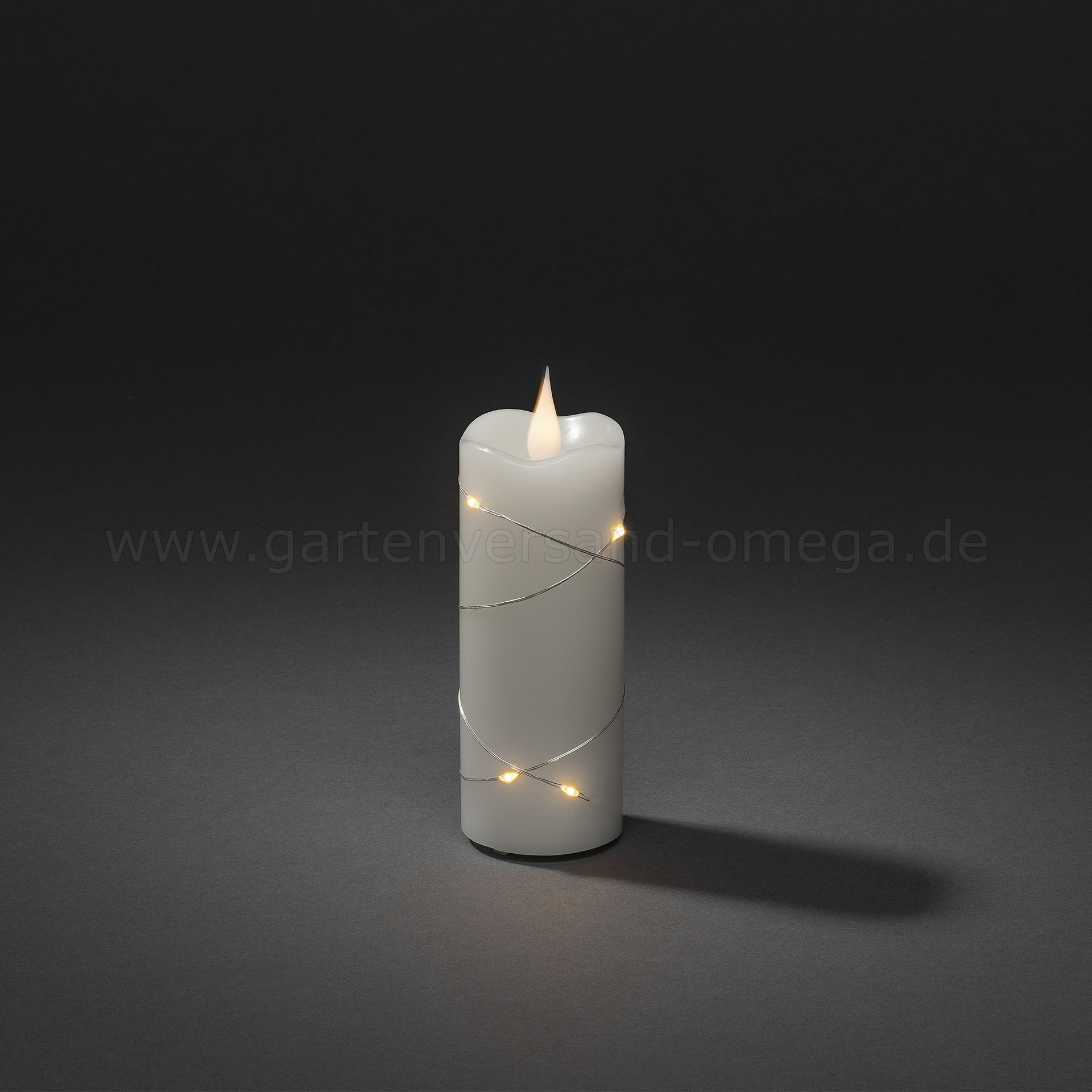 LED-Echtwachskerze mit silberfarbenem Draht und 3D-Flamme 12,7cm