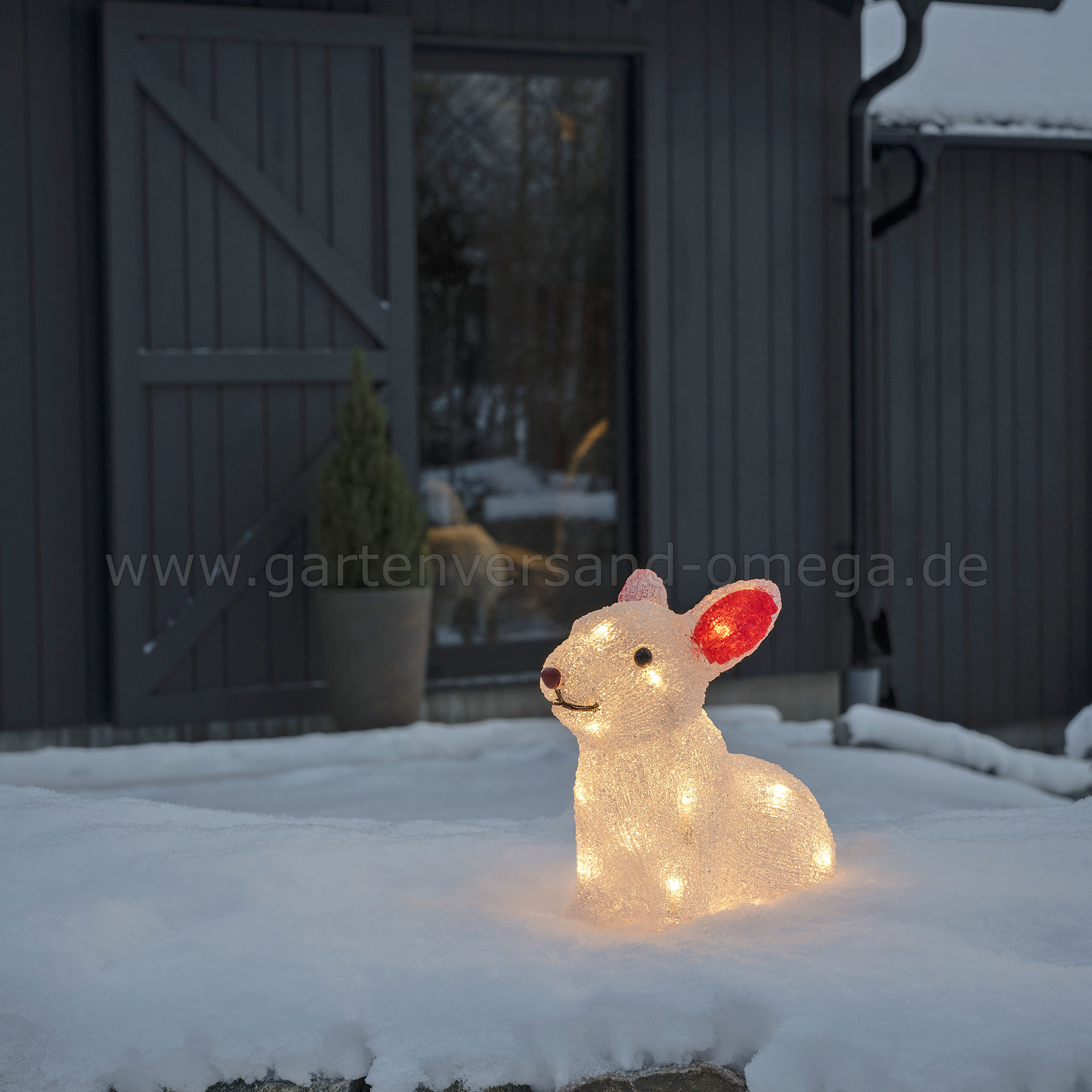 Batteriebetriebene LED-Acrylfigur Kaninchen - Anwendungsbeispiel Winter