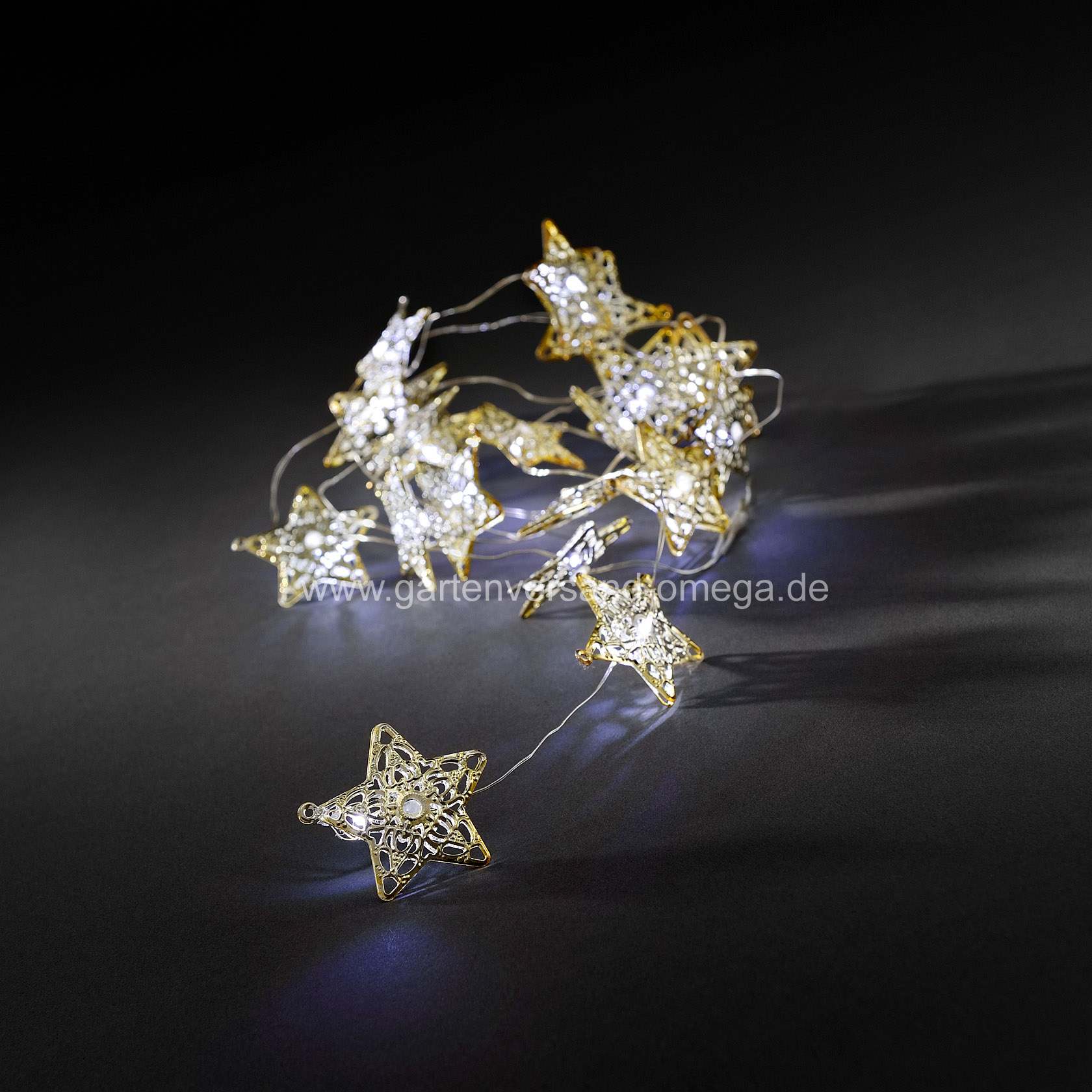 LED Metallsternlichterkette Golden