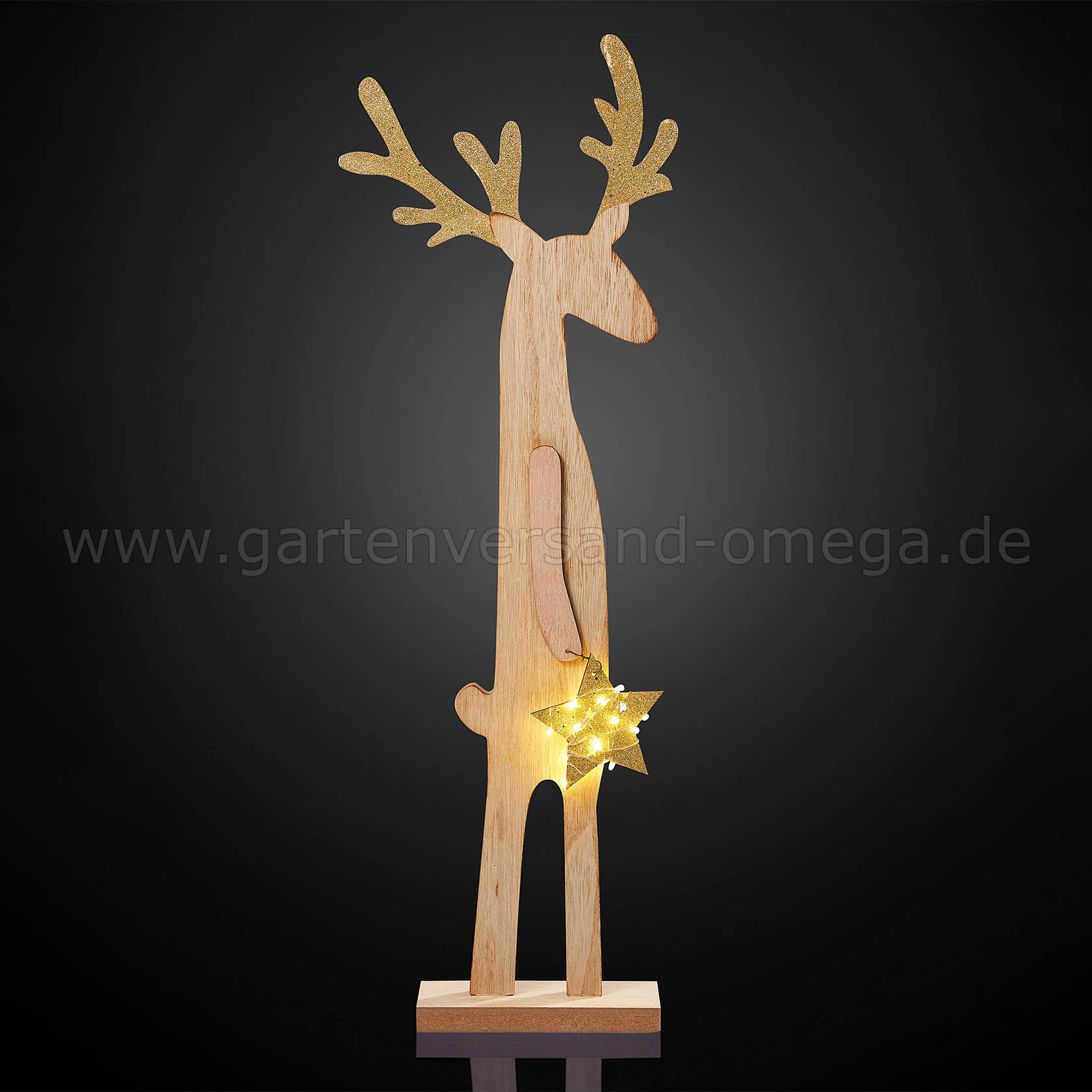 LED Holz-Rentier mit Stern