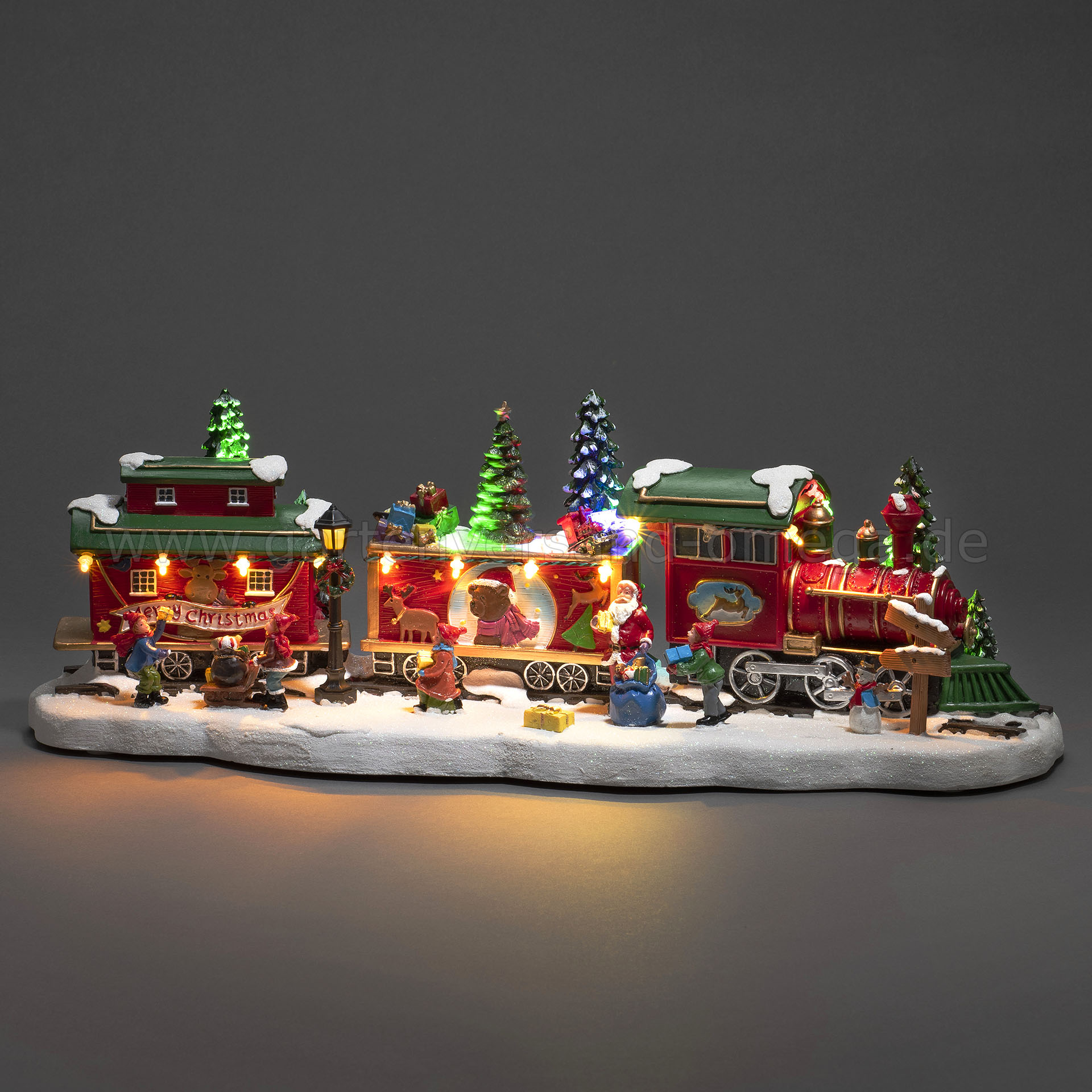 LED-Szenerie Zug Gartenversand Weihnachtsbaum Omega und LED-Dekoration, mit - Weihnachtsdeko Waggons beleuchteter Dekoration Zug, rotierendem Weihnachtszug, | Modellzug, Weihnachtsdeko, animierte Tischdeko Polyresin LED-Zug, Weihnachten, Zug, Weihnachten