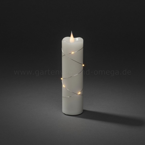 LED-Echtwachskerze mit silberfarbenem Draht und 3D-Flamme 17,8cm