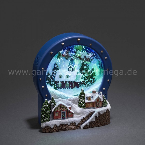 LED Szenerie Dorf mit Musik mit Schneegestöber-Animation Weihnachtsdeko 8 bunter Omega und | Weihnachtsliedern - klassischen Gartenversand Beleuchtung