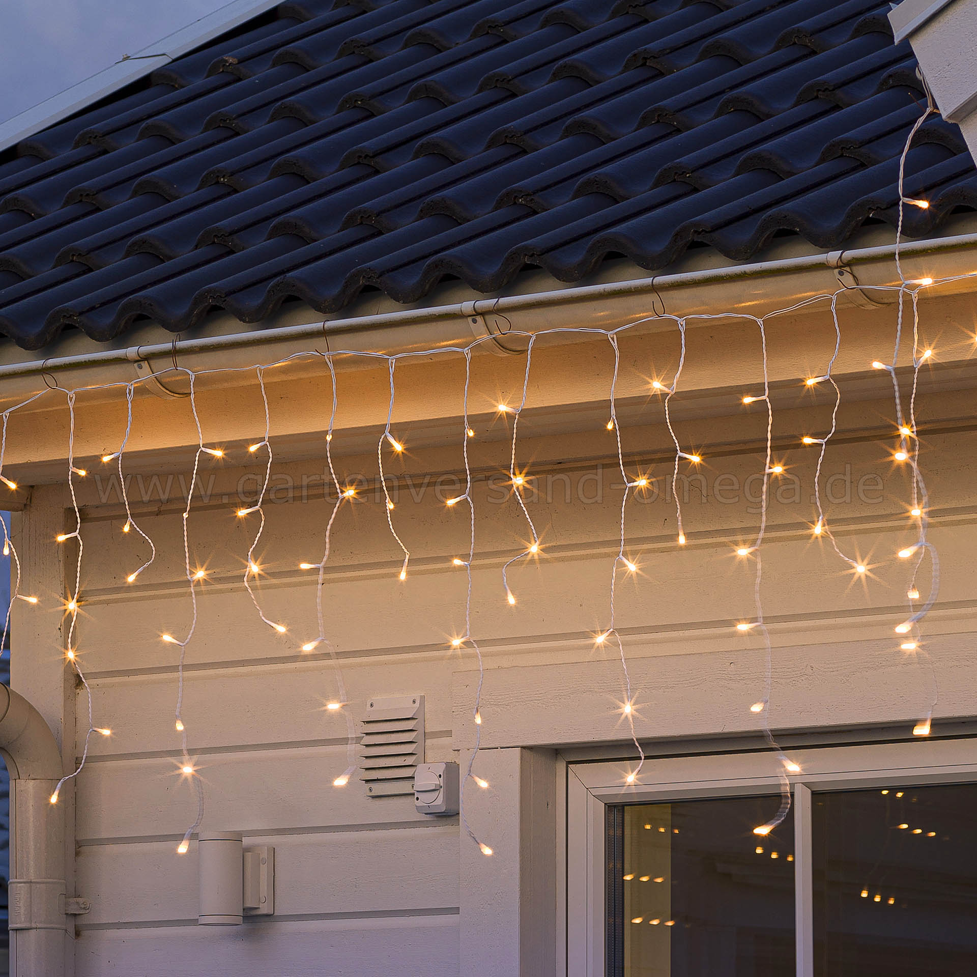 Dachrinnenlichterkette, warme Eisregenvorhang - Lichterkettenvorhang, Lichterkette LED-Lichtvorhang gefrostet Dachrinnen, Glimmereffekt für Weihnachtsaußenbeleuchtung Lichtfarbe, LED Eisregen-Lichterkette, Lichteffekt, Lichtervorhang blinkend
