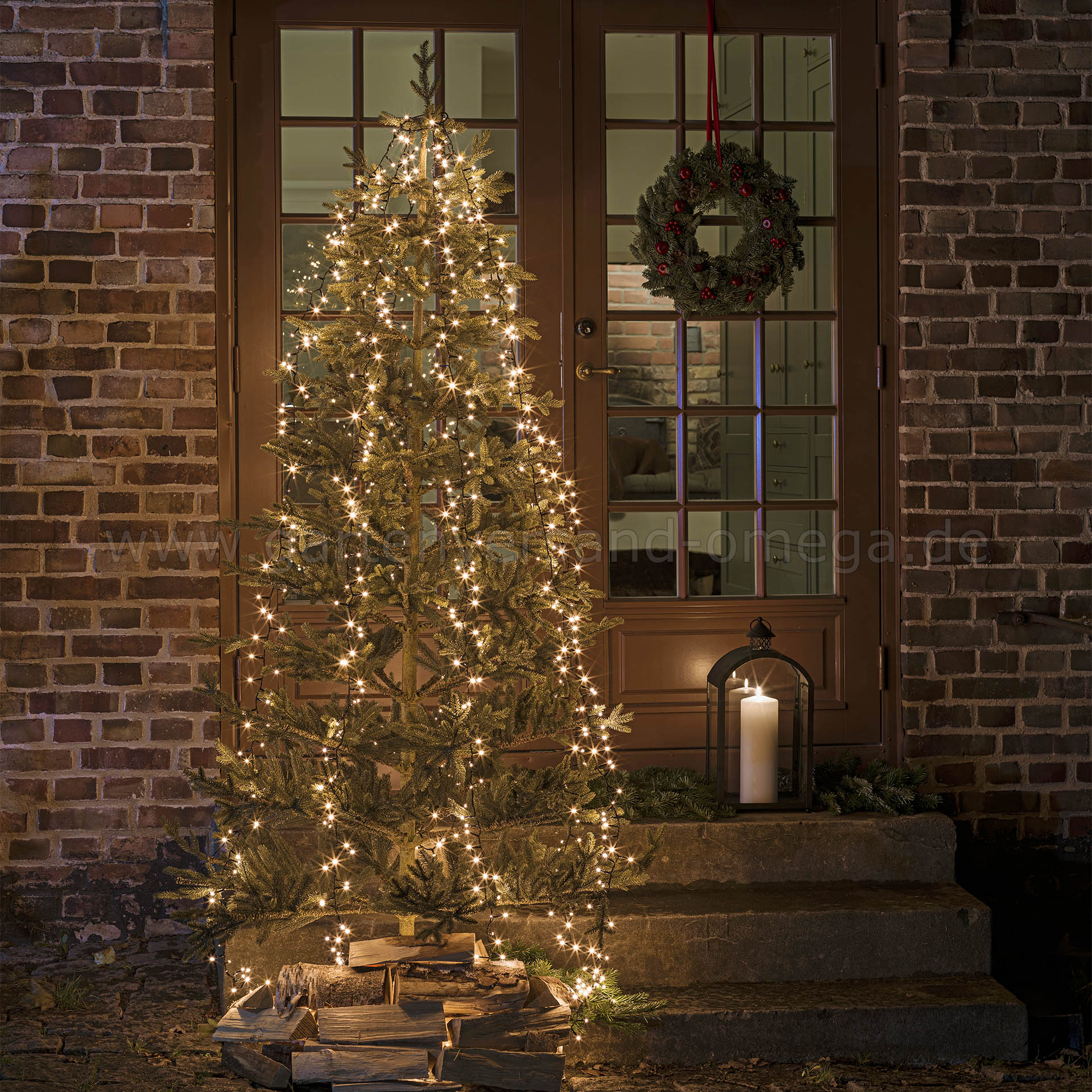 LEDs viele prächtige Baummantel Warm-Weiß Omega vielen Compactlights mit Zeitschaltuhr, für Weihnachtsbeleuchtung - Baummantel-Lichterkette Baummantel Ring, Gartenversand mit mit Lämpchen, LED | Außen integrierter Lichterkette LED