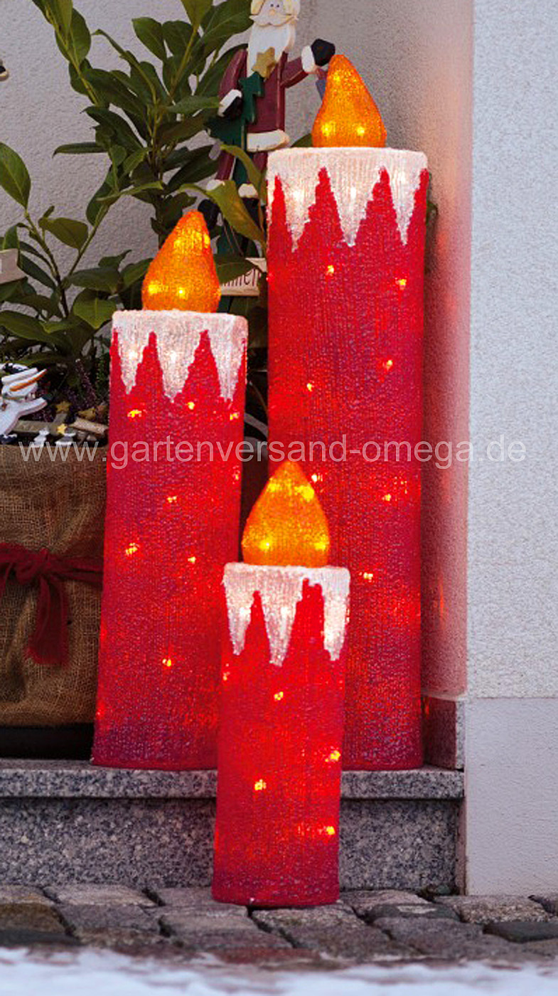 LEDWeihnachtsaußenbeleuchtung Acryl Kerzen Set Außendekoration